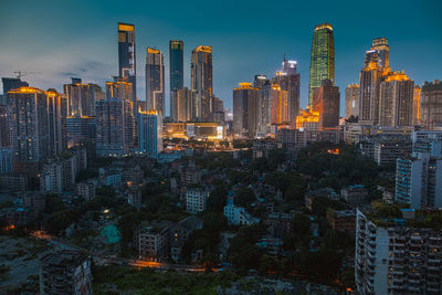 Illuminated cityscape at night