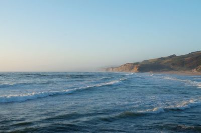 Scenic view of sea against clear sky