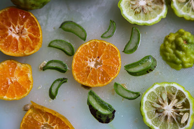 Directly above shot of fruits on table