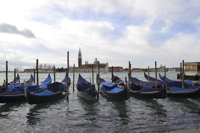 Gondolas in venica after work at summer