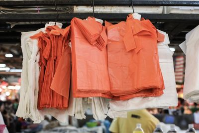 Close-up of clothes drying on clothesline