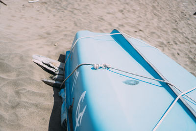 High angle view of boat on beach