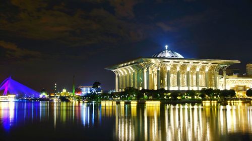 Illuminated built structure at night