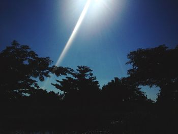 Low angle view of silhouette trees against sky