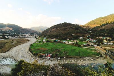 High angle view of landscape against sky