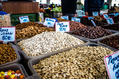 Food for sale at market stall