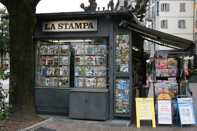 Information sign on display at store