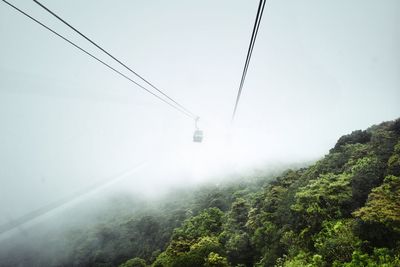 Overhead cable car over mountains