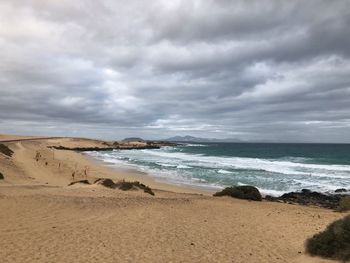 Scenic view of beach against sky