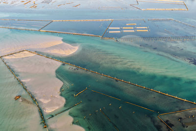 Aerial view of snow covered landscape