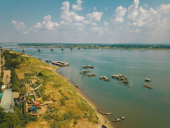 High angle view of sea against sky