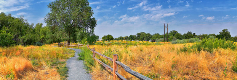 Scenic view of land against sky