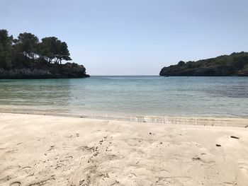 Scenic view of sea against clear sky