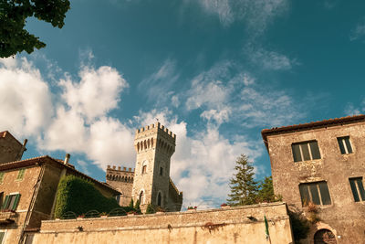 Low angle view of buildings against sky