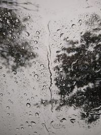 Full frame shot of wet glass window during rainy season