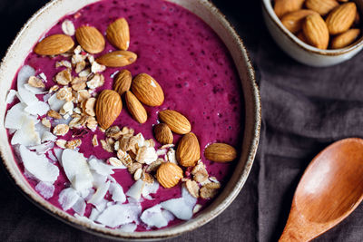 Directly above shot of breakfast in bowl on table