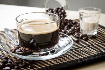 Close-up of coffee in glass