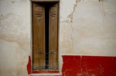 Closed door of house