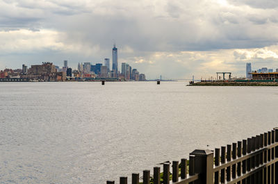 Scenic view of sea against cloudy sky