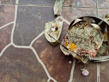 High angle view of food on table