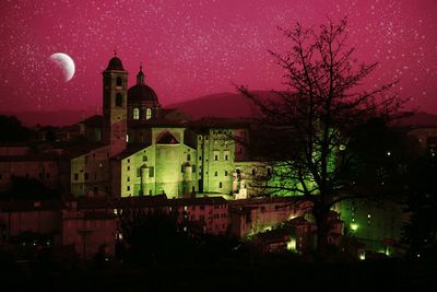 Illuminated built structure at night