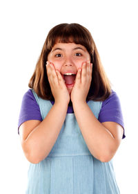 Portrait of a smiling girl over white background