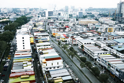 High angle view of city