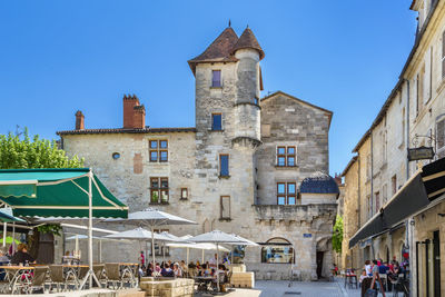 Street with historical houses in perigueux city center, france