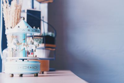 Close-up of table at home
