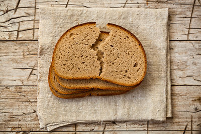 High angle view of bread on table
