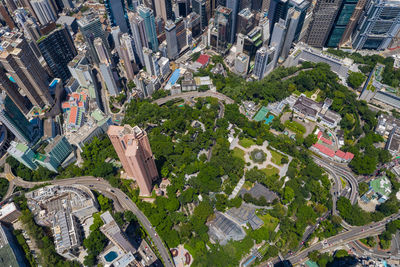 High angle view of buildings in city