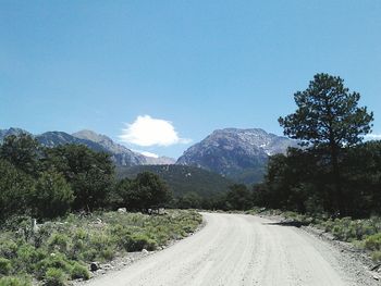 Country road leading towards mountains