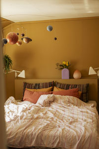 View of double bed in bedroom