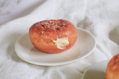 Close-up of dessert in plate on table