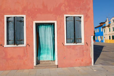 Closed door of building