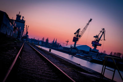 Cranes at sunset