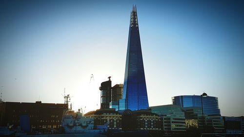 View of city at sunset