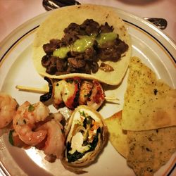 Close-up of served food in plate