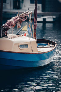 Boat moored in lake