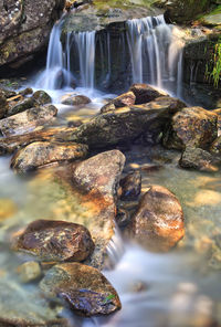 Scenic view of waterfall