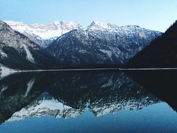 Reflection of mountains in lake