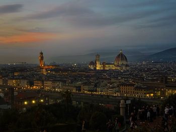 High angle view of buildings in city