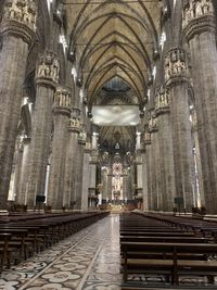 Interior of cathedral and buildings