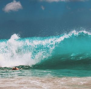 Sea waves splashing on shore