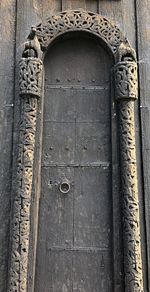 Closed door of old building