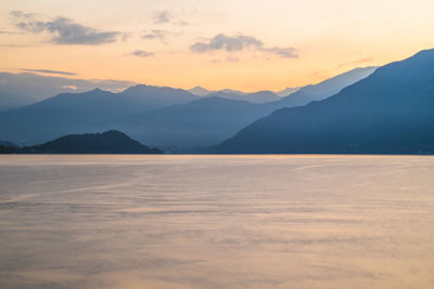 Lake como italy at sunset long exposure.