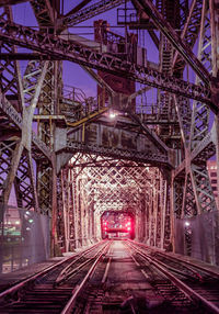 View of railway bridge at night