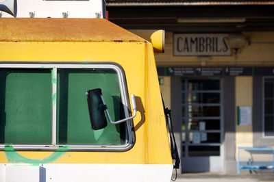 Close-up of yellow car