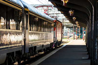 Train on railroad station