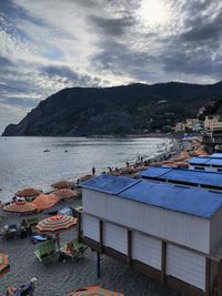 High angle view of beach against sky
